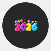 Happy New Year Party 2026 Ballon Family Matching M Ronde Sticker (Voorkant)