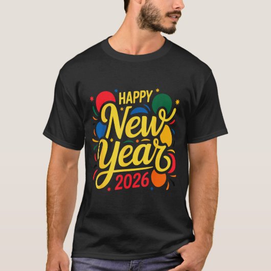 Happy New Year Party 2026 Ballon Family Matching M T-shirt (Voorkant)