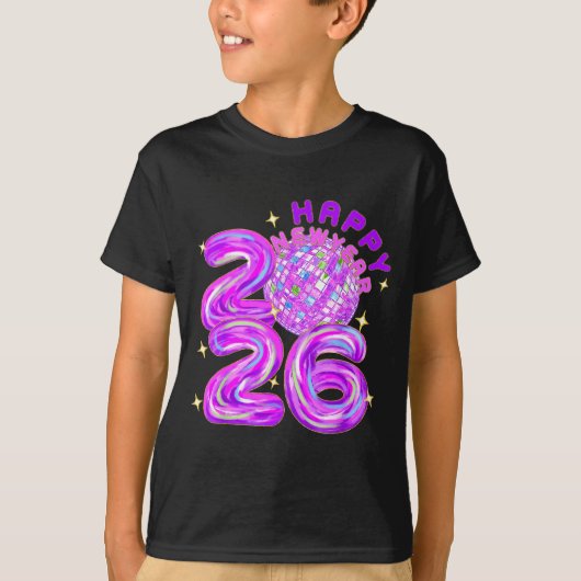 Happy New Year Party 2026 Ballon Family Matching M T-shirt (Voorkant)