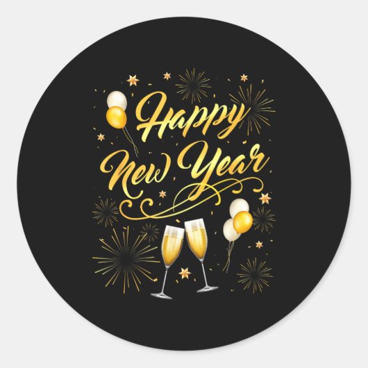 Happy New Year Party 2026 Ballon Family Matching Ronde Sticker (Voorkant)