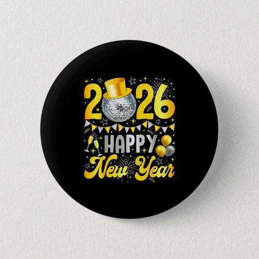 Happy New Year Party 2026 Balloon Family Matching Ronde Button 5,7 Cm (Voorkant)