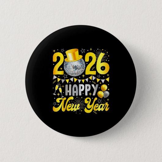 Happy New Year Party 2026 Balloon Family Matching  Ronde Button 5,7 Cm (Voorkant)
