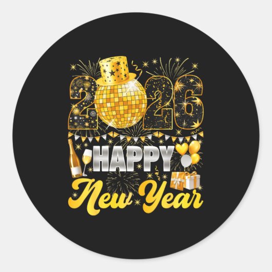 Happy New Year Party 2026 Balloon Family Matching  Ronde Sticker (Voorkant)