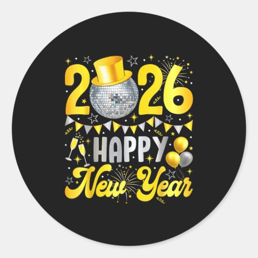 Happy New Year Party 2026 Balloon Family Matching  Ronde Sticker (Voorkant)