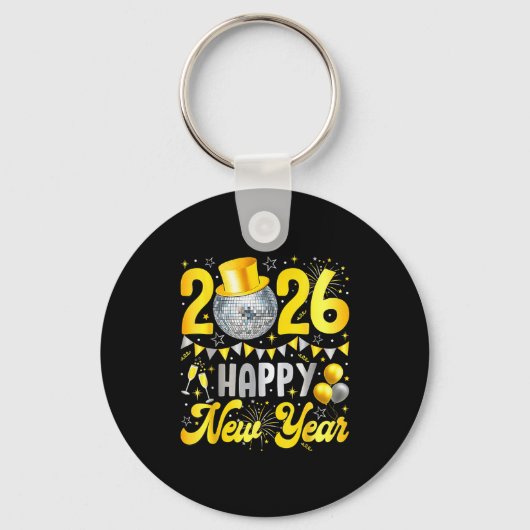 Happy New Year Party 2026 Balloon Family Matching  Sleutelhanger (Voorkant)