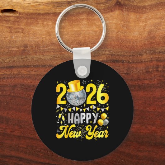 Happy New Year Party 2026 Balloon Family Matching Sleutelhanger (Voorkant)