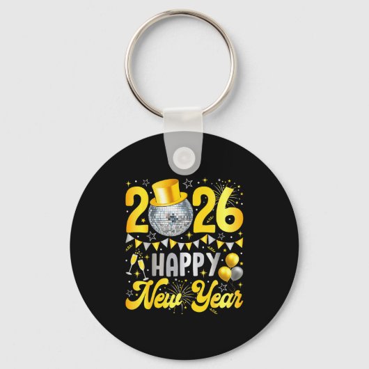 Happy New Year Party 2026 Balloon Family Matching Sleutelhanger (Voorkant)