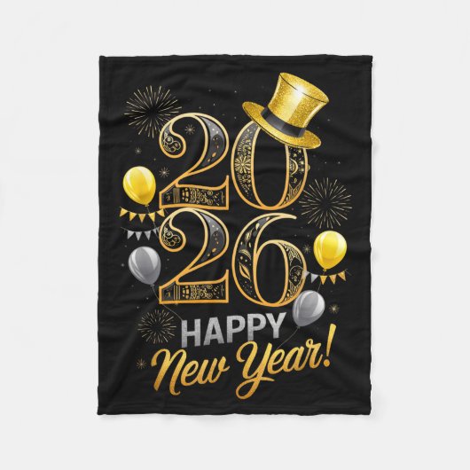 Happy New Year Party 2026 Family Matching Balloon Fleece Deken (Voorkant)