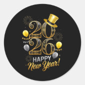 Happy New Year Party 2026 Family Matching Balloon  Ronde Sticker (Voorkant)