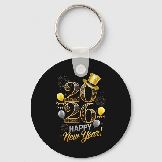 Happy New Year Party 2026 Family Matching Balloon Sleutelhanger (Voorkant)