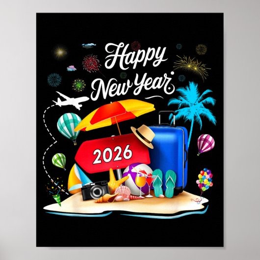 Happy New Year Party 2026 Family Matching Vacation Poster (Voorkant)