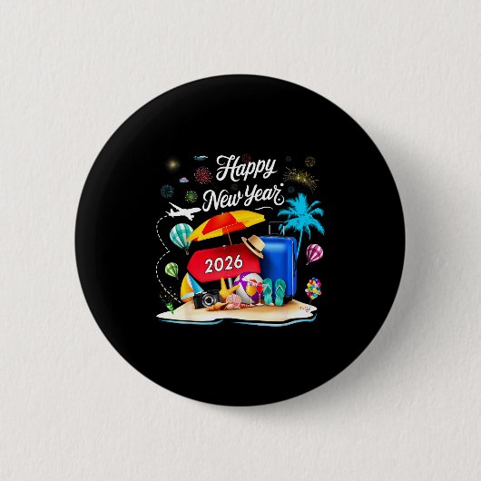 Happy New Year Party 2026 Family Matching Vacation Ronde Button 5,7 Cm (Voorkant)