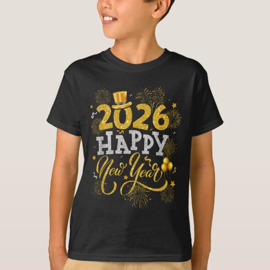 Happy New Year Party 2026 Fireworks Family Matchin T-shirt (Voorkant)