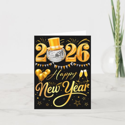 Happy New Year Party 2026 Funny Balloon Family Mat Kaart (Voorkant)