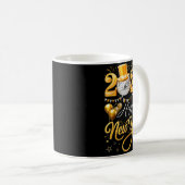 Happy New Year Party 2026 Funny Balloon Family Mat Koffiemok (Voorkant rechts)