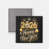 Happy New Year Party 2026 Funny Balloon Family Mat Magneet (Voorkant / Achterkant)