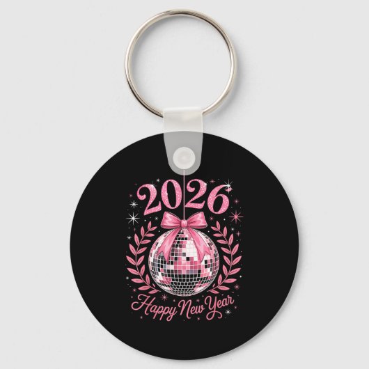 Happy New Year Party 2026 Funny Balloon Family Mat Sleutelhanger (Voorkant)