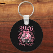 Happy New Year Party 2026 Funny Balloon Family Mat Sleutelhanger (Voorkant)