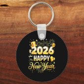 Happy New Year Party 2026 Funny Balloon Family Mat Sleutelhanger (Voorkant)