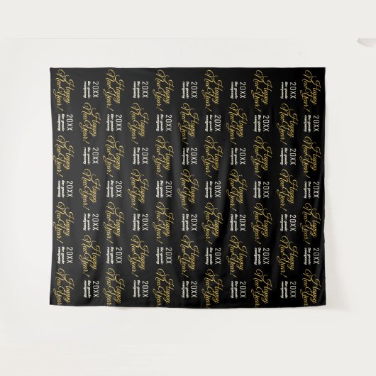 Happy New Year Party Backdrop Step en Herhaal Wandkleed (Voorkant (horizontaal))