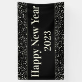 Happy New Year Party Celebration Confetti Zwart Spandoek (Verticaal)