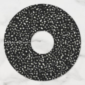 Happy New Year Party Confetti Stars Zwart Wit Wijnglaslabel (Achterkant)