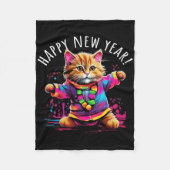 Happy New Year Party Dancing Cat Design  Fleece Deken (Voorkant)