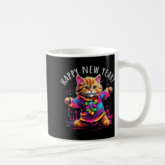 Happy New Year Party Dancing Cat Design Koffiemok (Rechts)