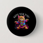 Happy New Year Party Dancing Cat Design  Ronde Button 5,7 Cm (Voorkant)