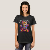 Happy New Year Party Dancing Cat Design  T-shirt (Voorkant volledig)