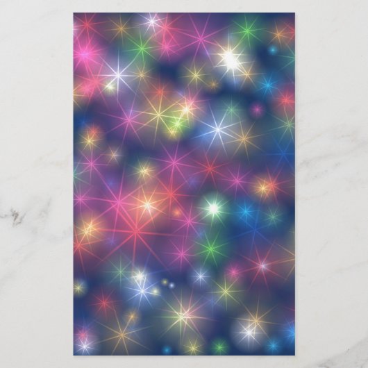 Happy New Year Party Glitter Stars Briefpapier (Voorkant)