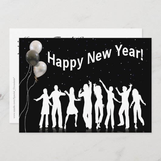 Happy New Year Party Kaart (Voorkant / Achterkant)