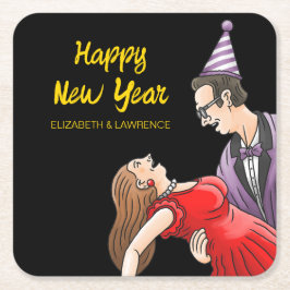 Happy New Year Party Kartonnen Onderzetters