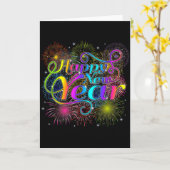 Happy New Year Party New Years Eve 2026 Fireworks  Kaart (Gele Bloem)