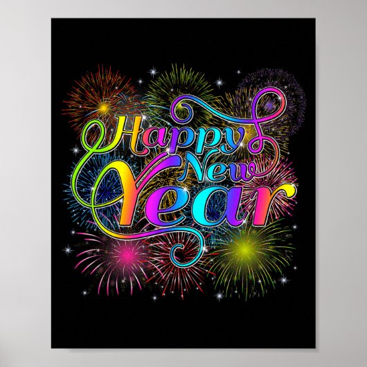Happy New Year Party New Years Eve 2026 Fireworks  Poster (Voorkant)
