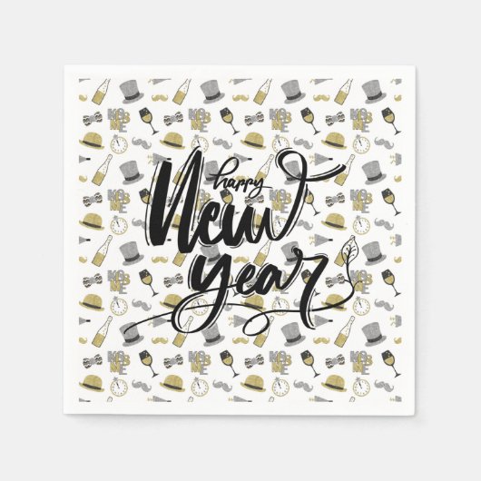Happy New Year Party Paper Napkin Servet (Voorkant)