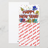 Happy New Year Party Petten Feestdagenkaart (Voorkant / Achterkant)