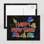 Happy New Year Party Petten Feestdagenkaart (Voorkant / Achterkant)