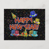 Happy New Year Party Petten Feestdagenkaart (Voorkant)