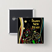 Happy New Year Party Pin Vierkante Button 5,1 Cm (Voorkant /achterkant)
