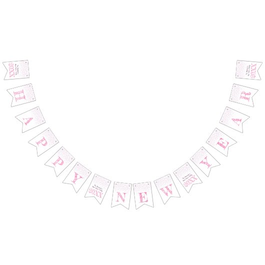 Happy New Year party roos roze champagne Vlaggetjes (Alle)