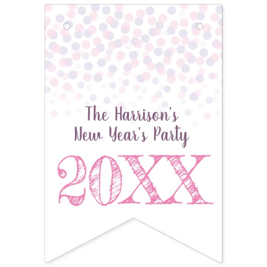 Happy New Year party roos roze champagne Vlaggetjes (Eerste vlag)