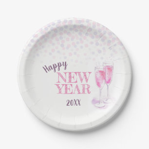 Happy New Year party roze champagne papier bord