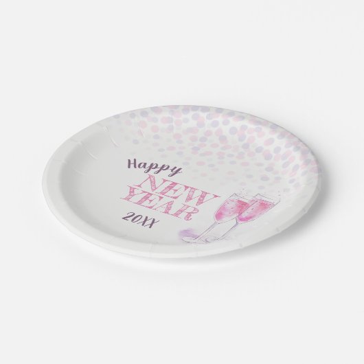 Happy New Year party roze champagne papier bord (Gekanteld)