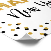 Happy New Year Party Sign Black & Gold Confetti Poster (Hoek)