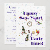 Happy New Year- Party Time! - Festive Celebration Kaart (Voorkant / Achterkant)