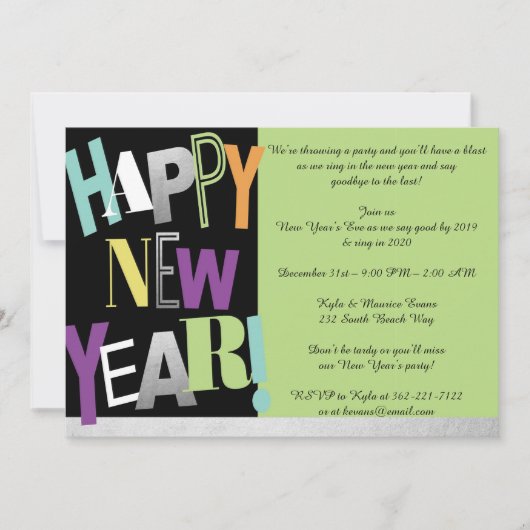 Happy New Year Party Uitnodiging (Voorkant)