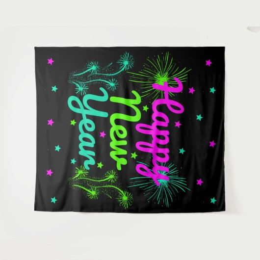 Happy New Year Party Wandkleed (Voorkant (horizontaal))