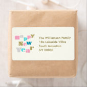 Happy New Year Pastel Groovy Retro Personalized Etiket (Insitu)