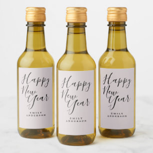 Happy New Year Pastel Paars Personalized Party Wijn Etiket